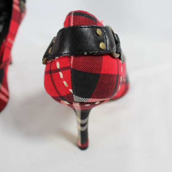 Vintage Y2K Pointed Toe High Heels Red Tartan Plaid Size 7 1/2 Punk & Emo Goth - Picture 11 of 15